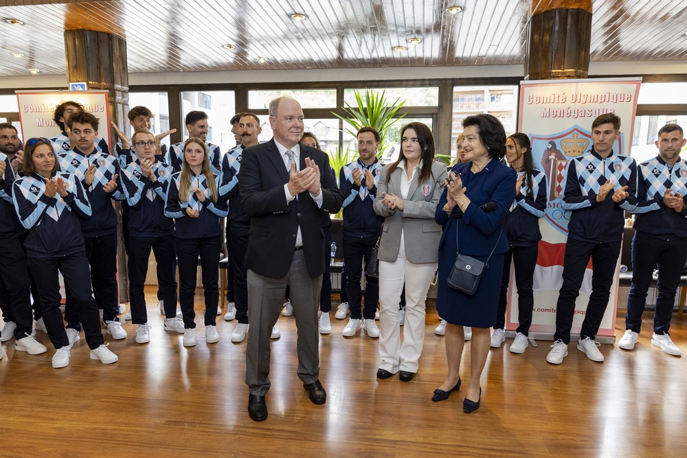 Prince Albert II Melanie Antoinette de Massy Yvette Lambin Berti et delegation Manuel Vitali Direction de la Communication