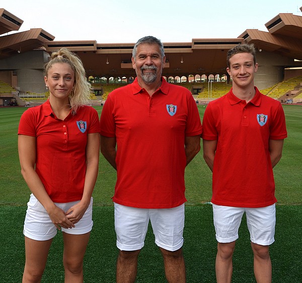 Michel POU natation avec Claudia VERDINO et Theo DRUENNE